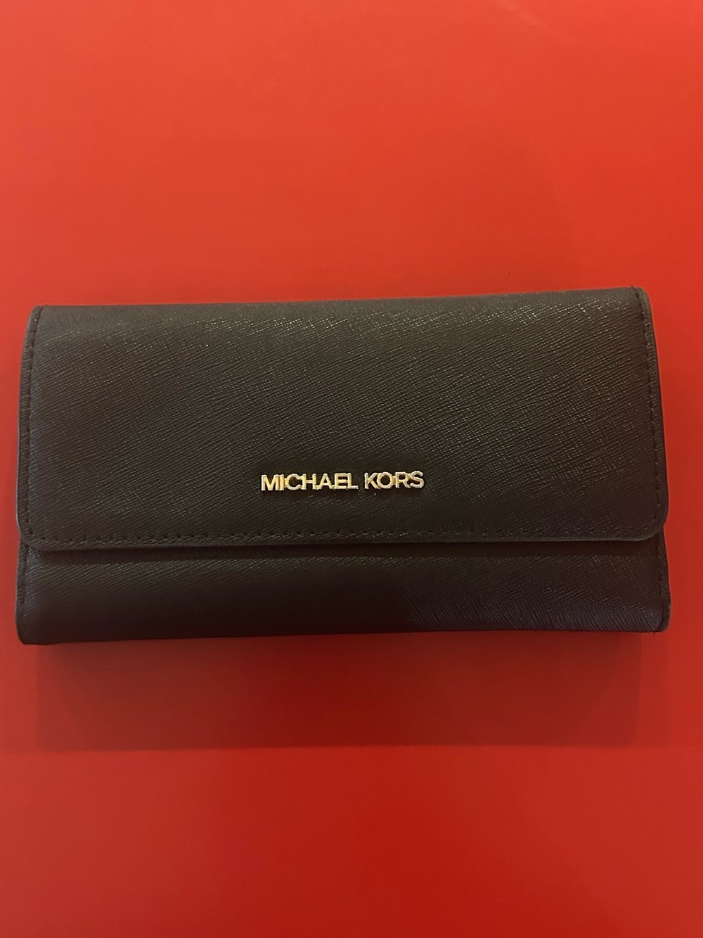 Michael Kors Trifold Wallet Black Leather Black